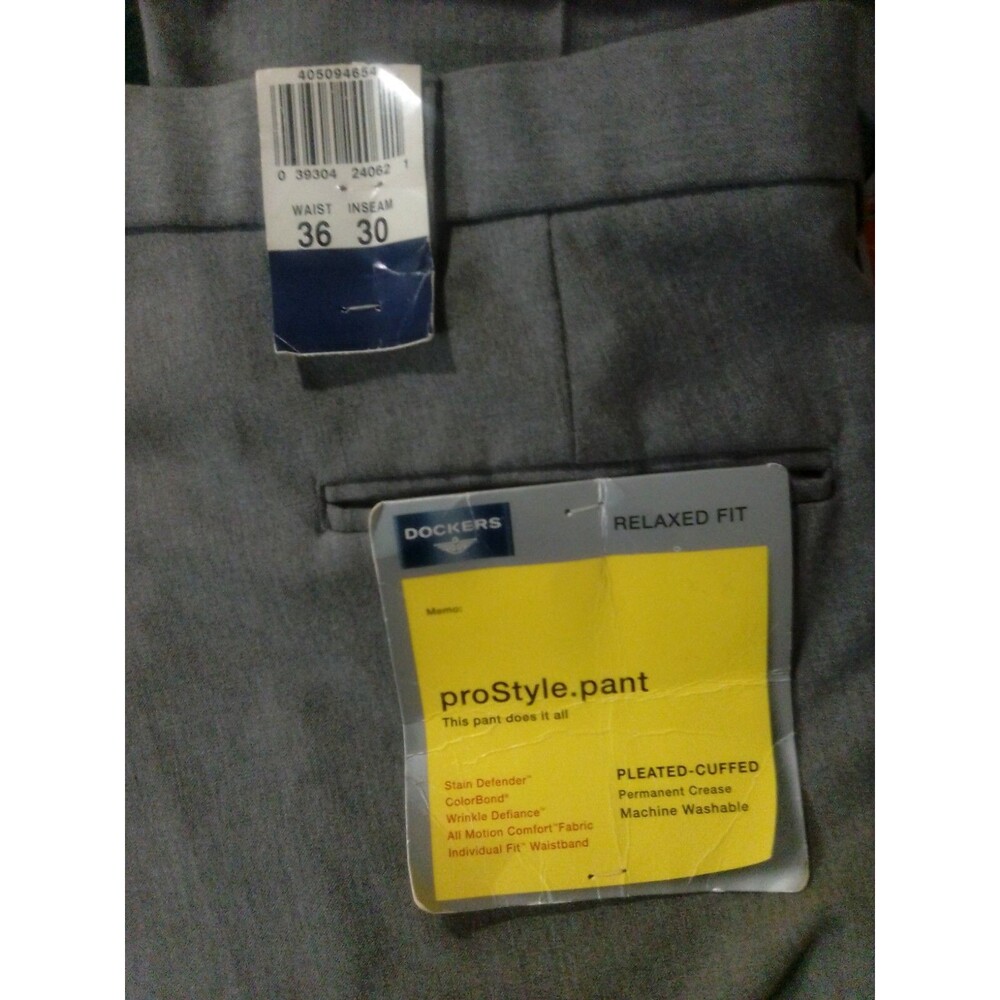 Vintage Dockers Gray Pants Mens 36X30 Paper Tag Straight Leg Business Slacks - Picture 4 of 4